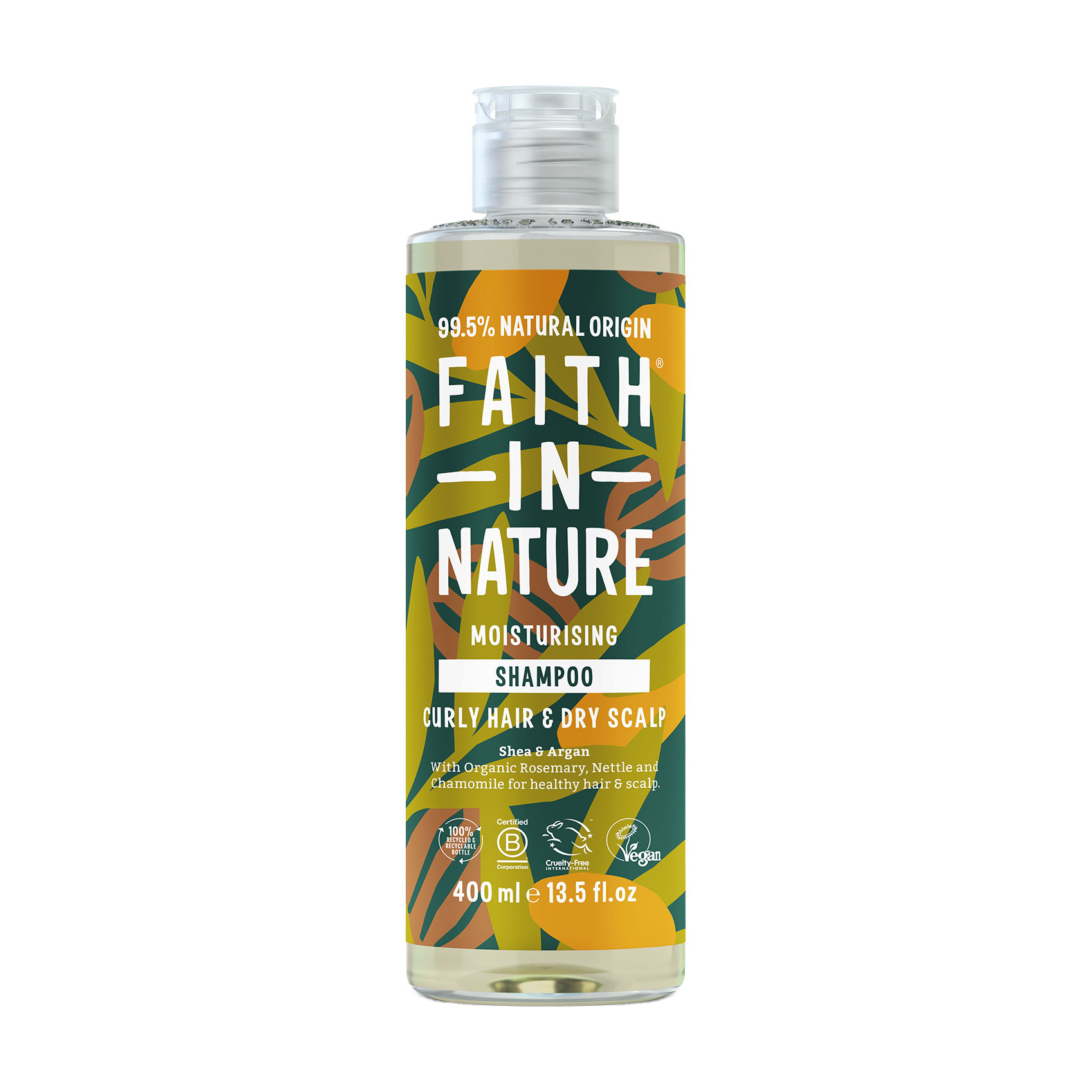 Зволожувальний шампунь Faith In Nature Moisturising Shampoo для кучерявого волосся та сухої шкіри голови, з ши та арганом, 400 мл